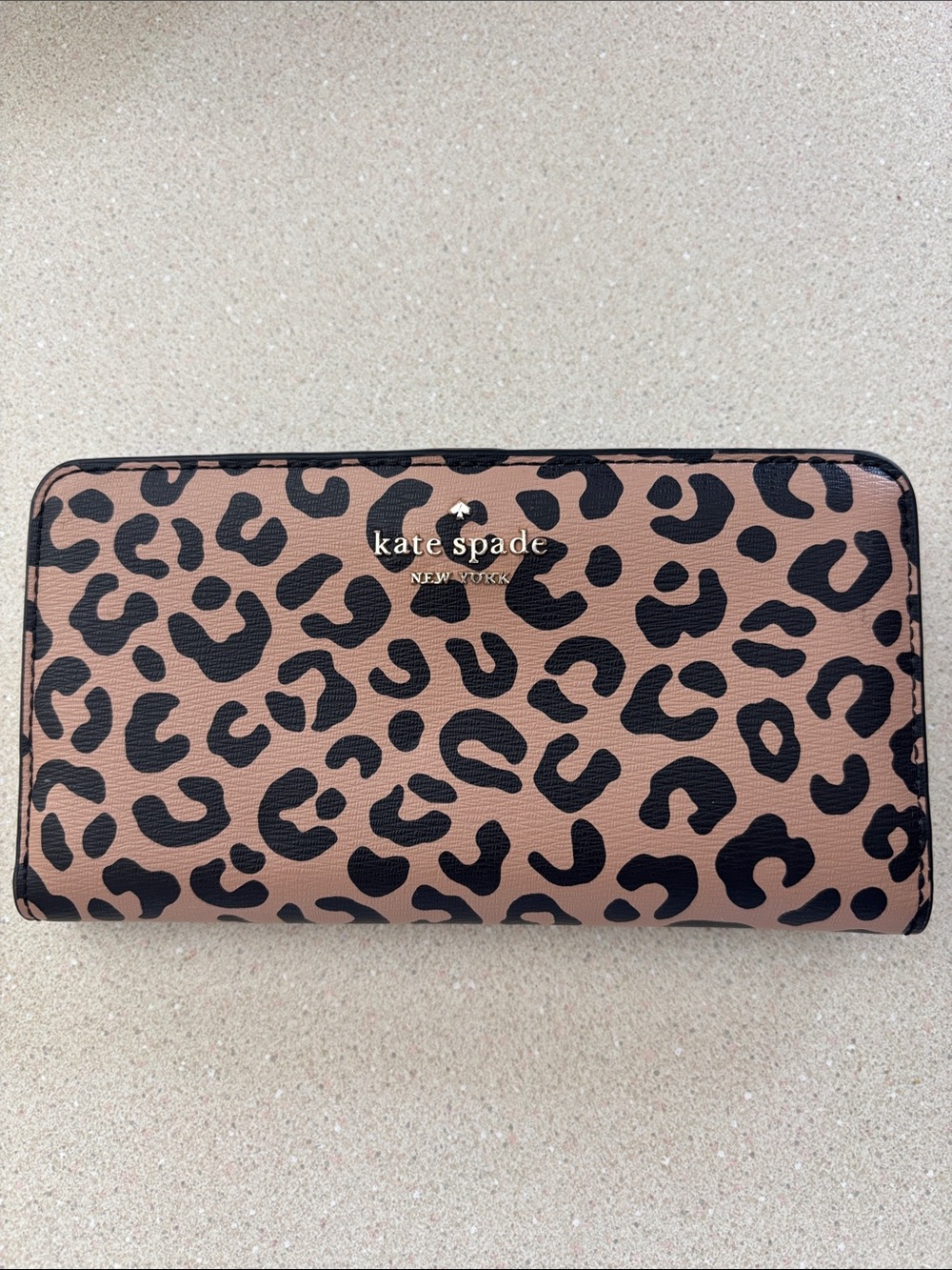 kate spade Leopard Print Zip-Around Wallet - Brown & Black